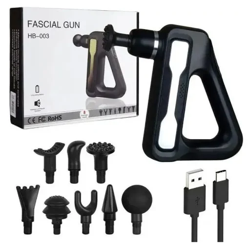 HB-003 Deep Tissue Massage Gun with 32 Speeds, 8 Heads & LCD Display