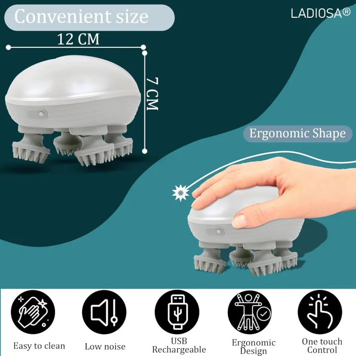 Ladiosa Electric Head & Scalp Massager with Red Light and 3 Speed Modes image 4