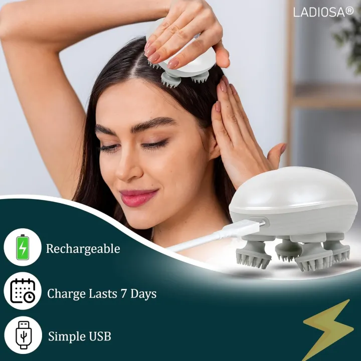 Ladiosa Electric Head & Scalp Massager with Red Light and 3 Speed Modes image 5