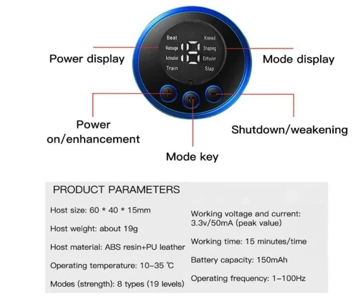 Portable Whole Body Mini Massager Patch – 8 Modes & 19 Intensity Levels image 6