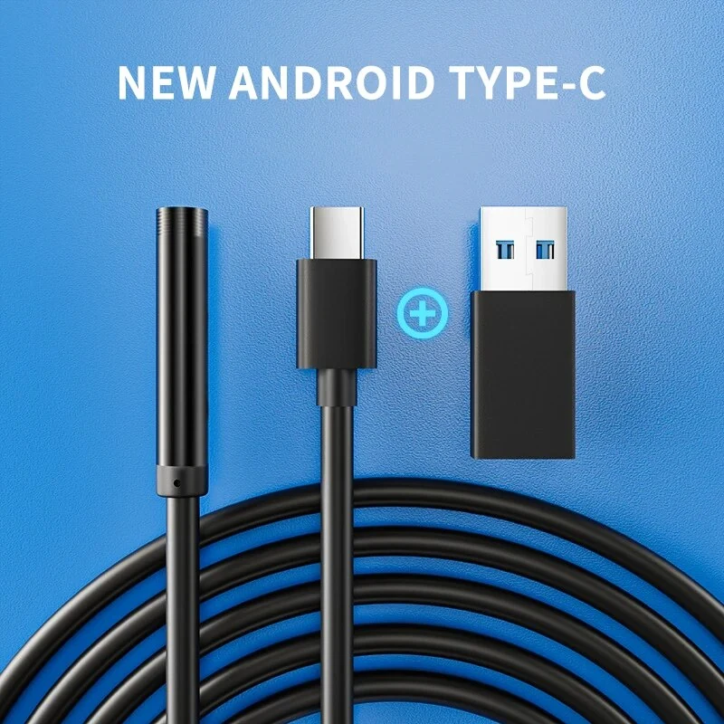 7mm Type-C Endoscope Camera with 6 LED Lights, IP67 Waterproof, Android & PC