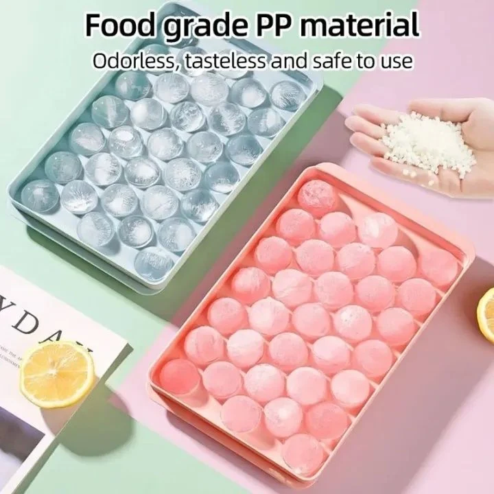 Round Ice Cube Tray with Lid – Easy-Release Ice Maker (Pink) image 5