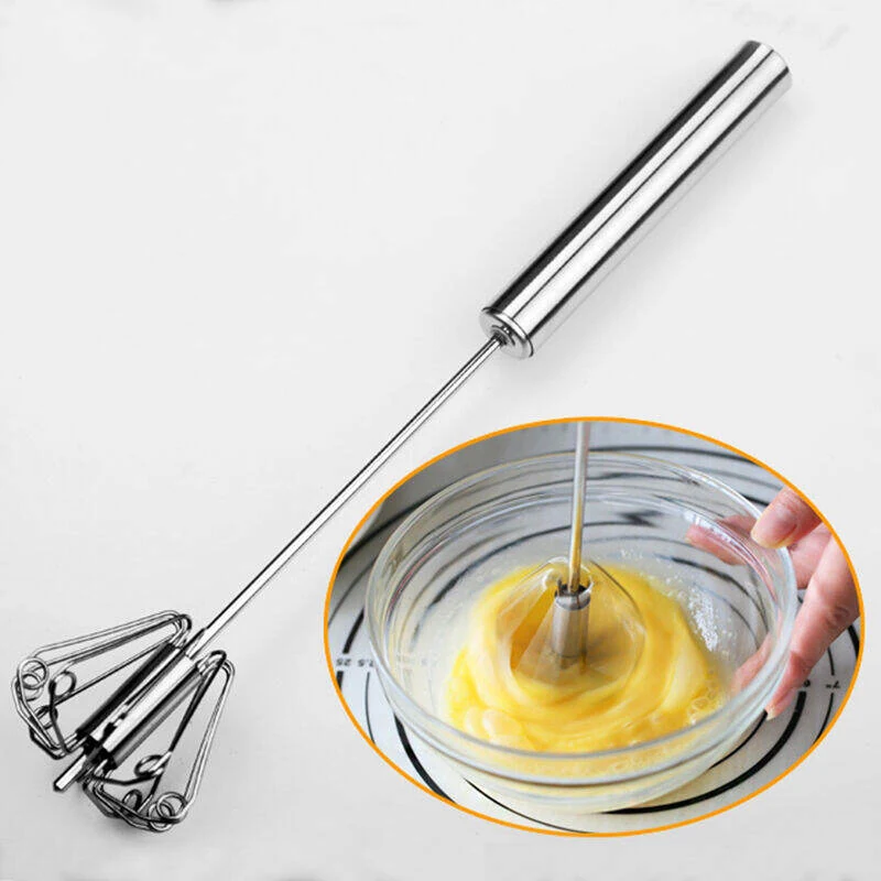 Rotating Semi-Automatic Stainless Steel Egg Beater