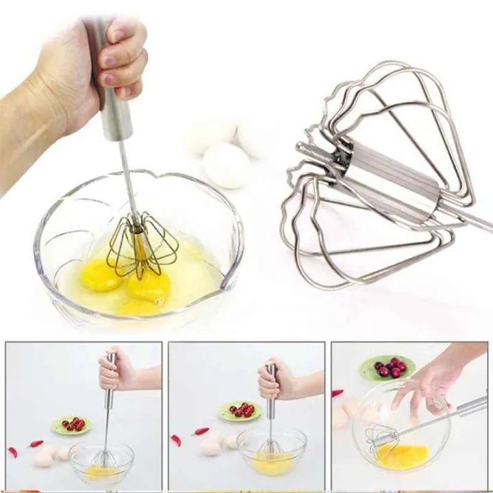 Rotating Semi-Automatic Stainless Steel Egg Beater image 6