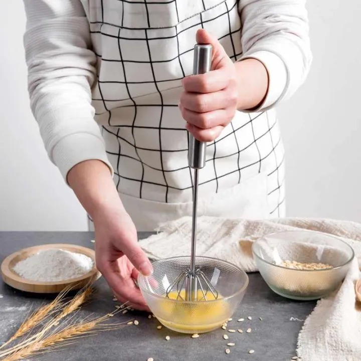 Rotating Semi-Automatic Stainless Steel Egg Beater image 3