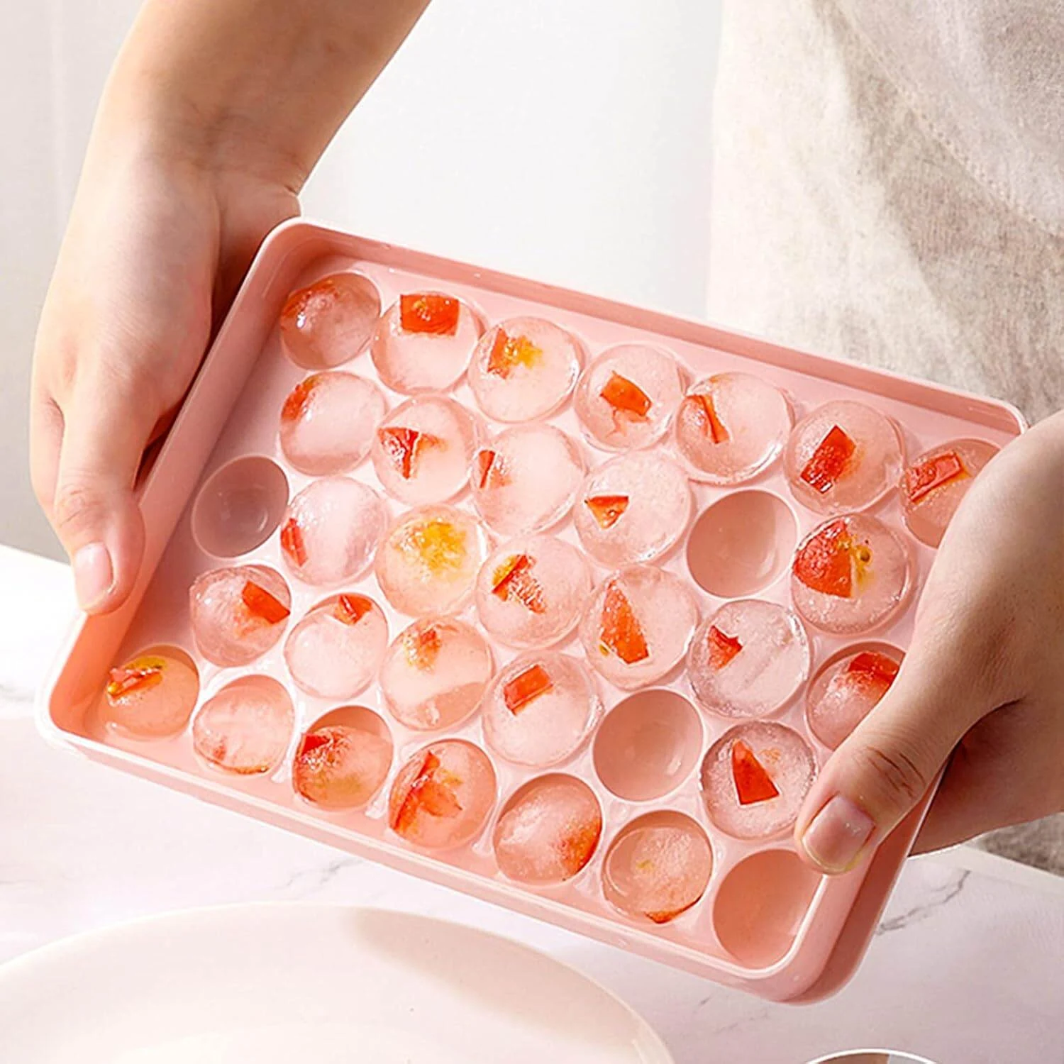 Round Ice Cube Tray with Lid – Easy-Release Ice Maker for Home & Kitchen