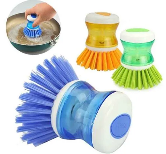 Plastic Soap Dispenser Kitchen Dishwashing Brush image 3