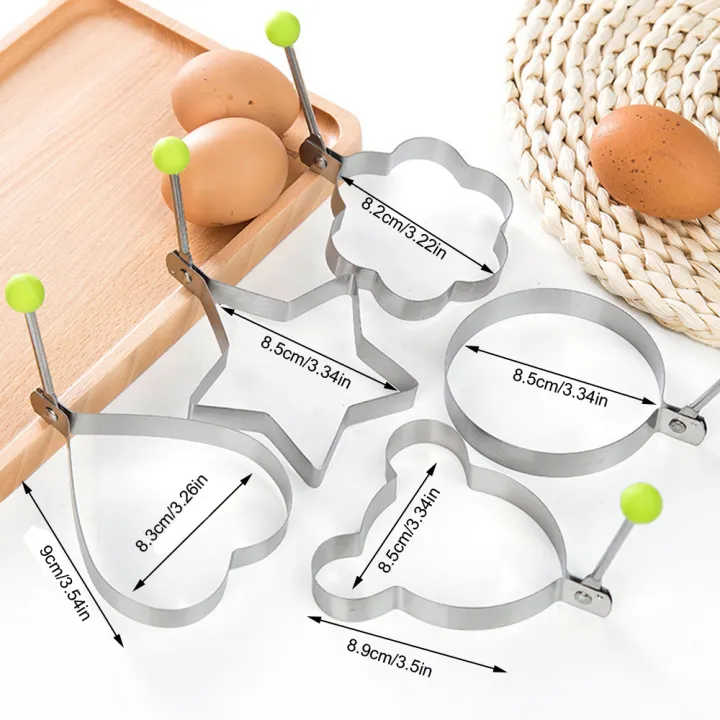 5Pcs Stainless Steel Eggs Rings Mold With Handle,Round Non-stick Pancake Omelette Mold For Griddle,Egg Shaper Home Kitchen Items image 6
