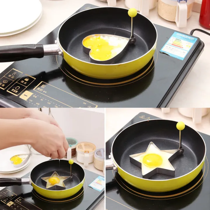 5Pcs Stainless Steel Eggs Rings Mold With Handle,Round Non-stick Pancake Omelette Mold For Griddle,Egg Shaper Home Kitchen Items image 5