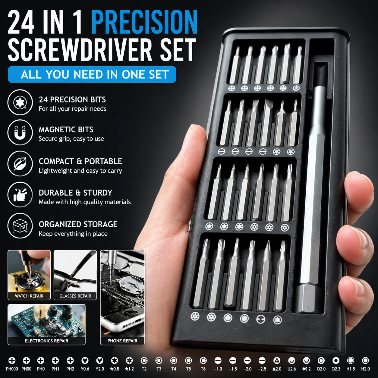 24-in-1 Precision Screwdriver Set with Magnetic Bits