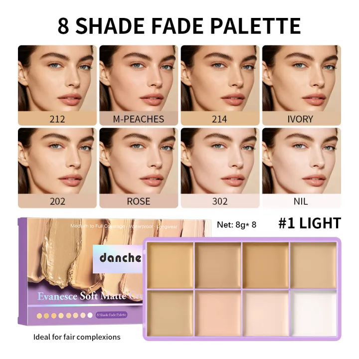 Lakerain 8-Shade Soft Matte Cream Concealer Palette image 7