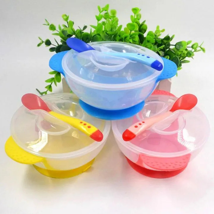 Baby Suction Feeding Bowl with Spoon – 1 Set, Multicolor image 2
