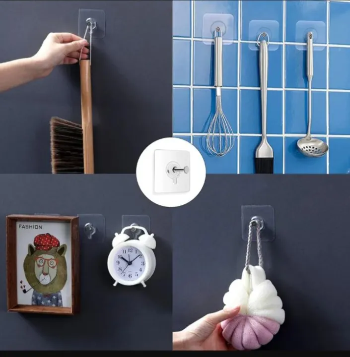 10 Pc Transparent Stainless Steel Photo Frame Hooks for Wall Without Drilling image 3