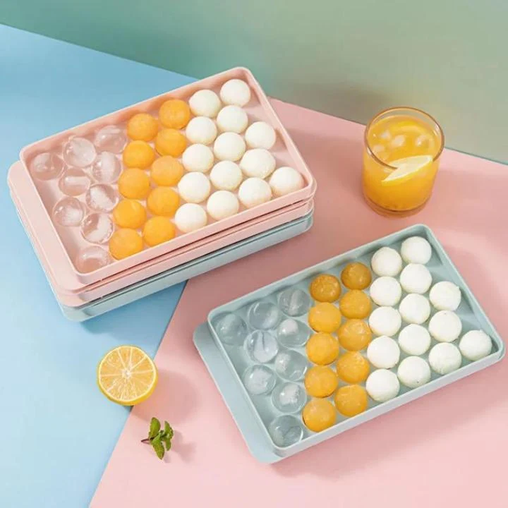 Round Ice Cube Tray | Ice Ball Maker with Non Spill Lids, 33 Cavity Small Ice Sphere Molds image 3