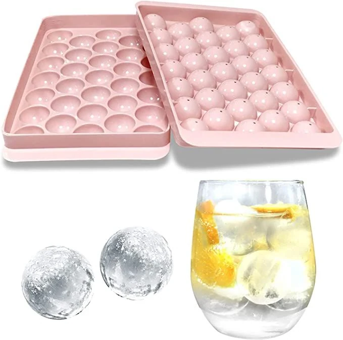 Round Ice Cube Tray | Ice Ball Maker with Non Spill Lids, 33 Cavity Small Ice Sphere Molds image 2