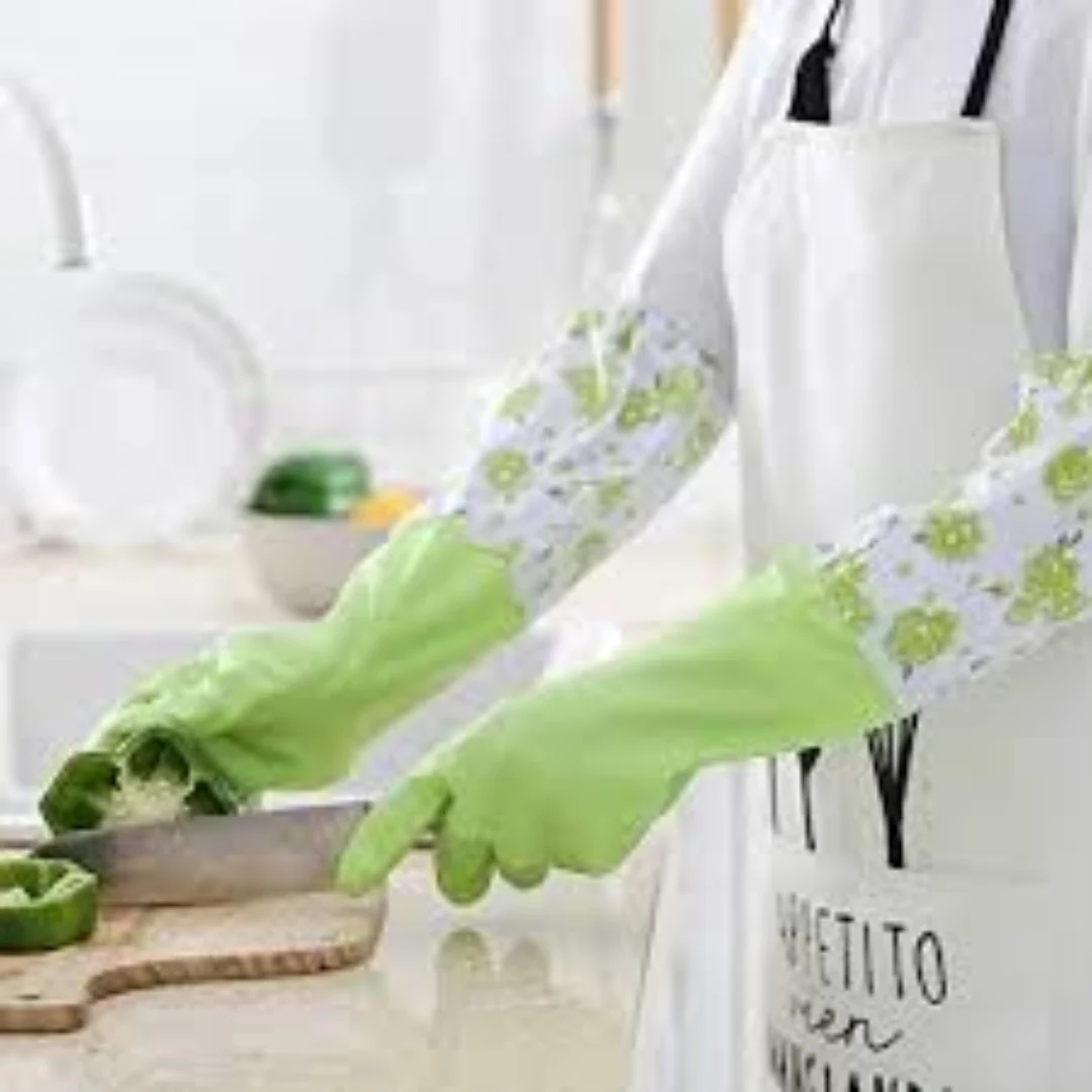 Dishwashing Cleaning Rubber Gloves Non Slip Waterproof Kitchen Gloves