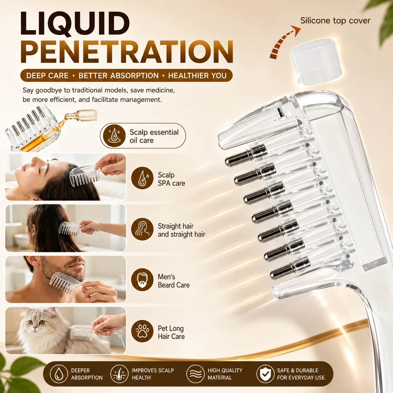 Unisex Transparent Essential Oil Applicator Massage Comb image 3