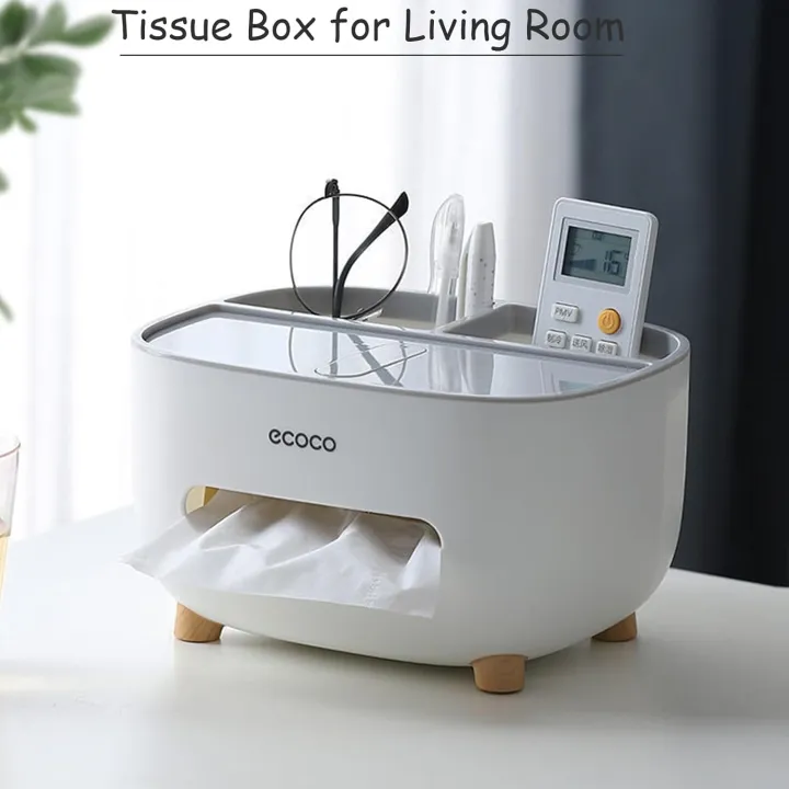 VETCS Multifunction Rectangular Tissue Box Holder with Storage Organizer