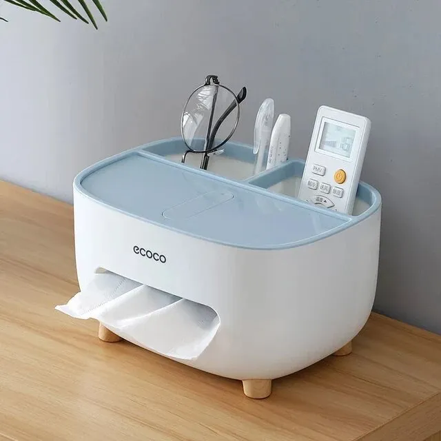 VETCS Multifunction Rectangular Tissue Box Holder with Storage Organizer image 3