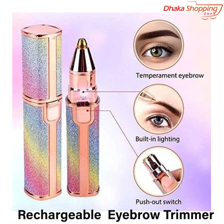 2 in 1 Rechargeable Eyebrow Trimmer for Women with Replaceable Heads, LED Light and Indicator, Rainbow Cyclone image 2