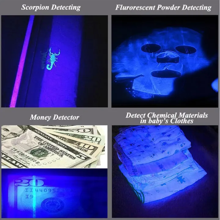 LED UV Flashlight 365/395nm Portable Mini Ultraviolet Torch Waterproof Zoomable Violet Light Pet Urine Scorpion Detector UV Lamp image 8