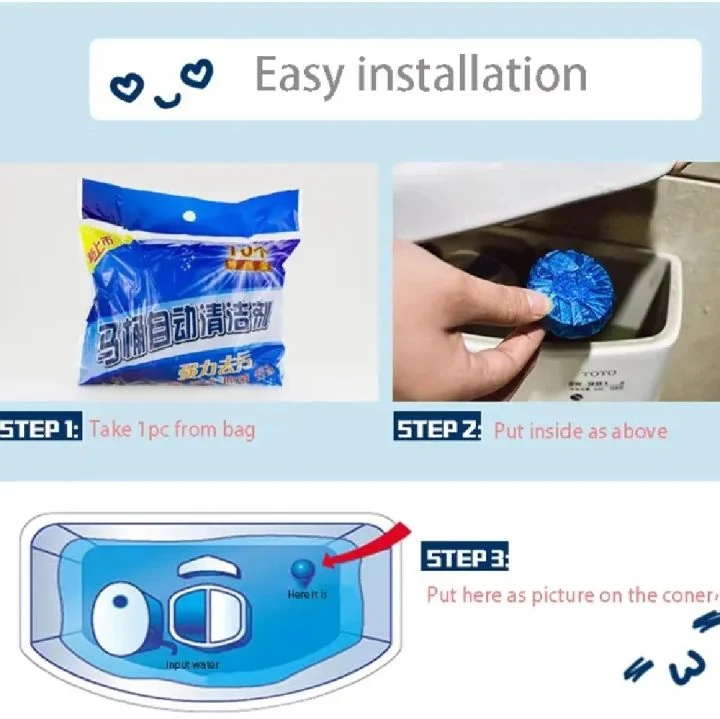 Automatic Toilet Cleaning Tablets Blue Bubble Freshener 10pcs image 7