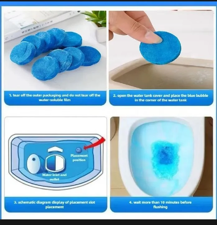 Automatic Toilet Cleaning Tablets Blue Bubble Freshener 10pcs image 6
