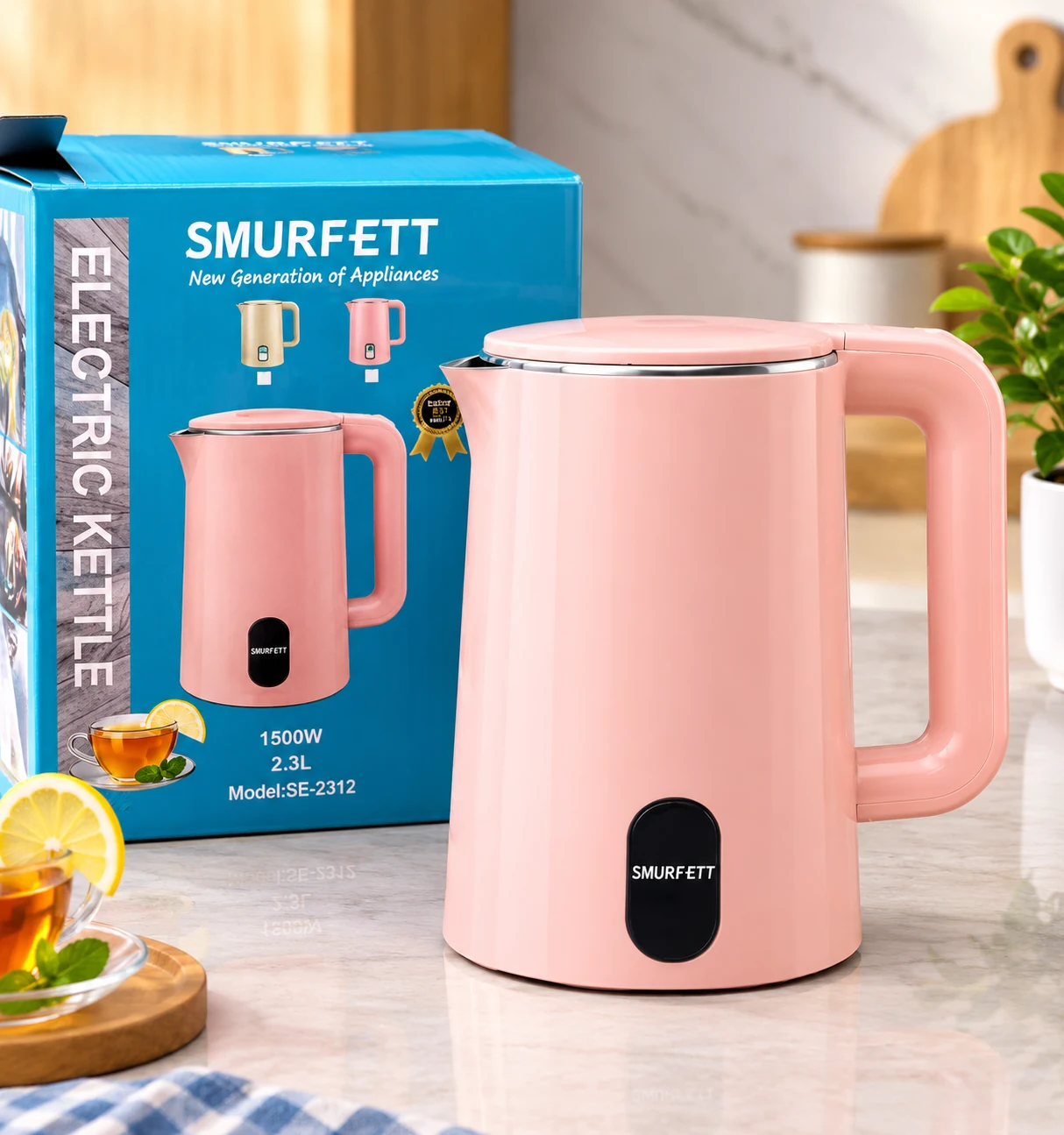 Smurfett Electric Kettle 2.3L 1500W Pink