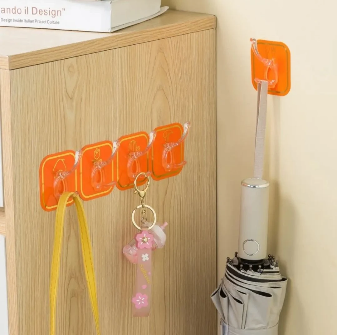 Self Adhesive Hook 6pcs Set Cuttable Key Necklace Hanger Waterproof Towel Rack Space Saving Organizer image 4