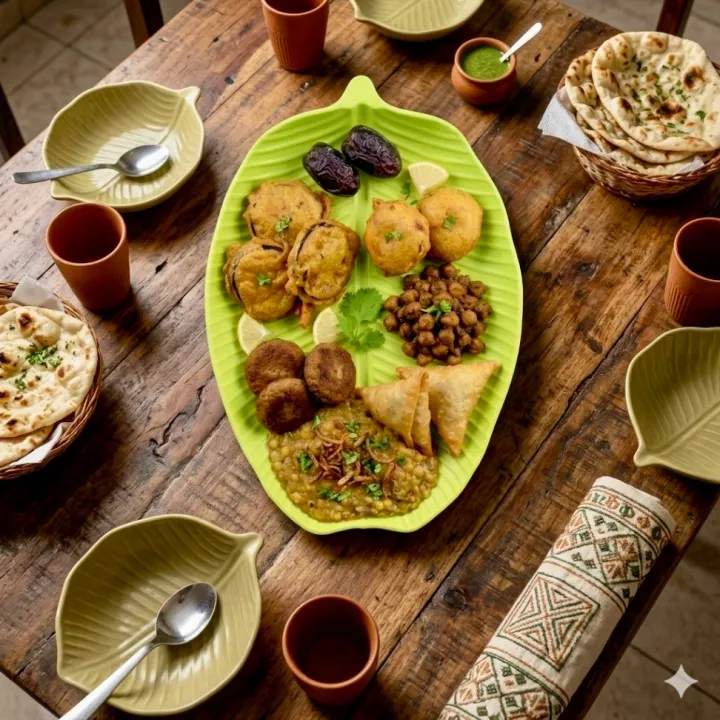 Banana Leaf Shaped Plastic Plate, Green Reusable Serving Plate image 4