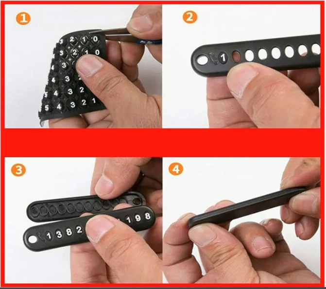 Red Black Leather Phone Number Pendant Keychain for Car, Motorcycle and Keys image 4