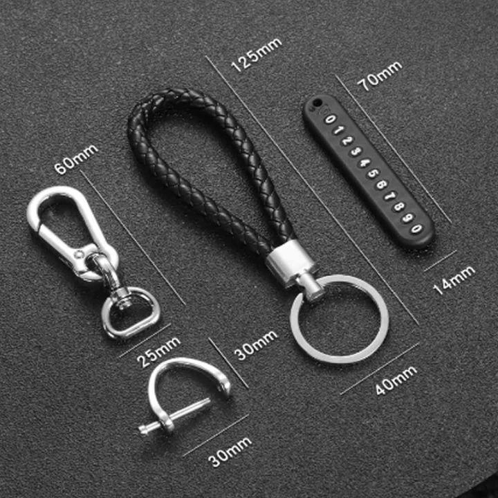 Red Black Leather Phone Number Pendant Keychain for Car, Motorcycle and Keys image 6