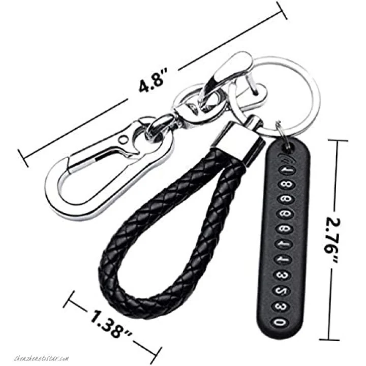 Red Black Leather Phone Number Pendant Keychain for Car, Motorcycle and Keys image 7