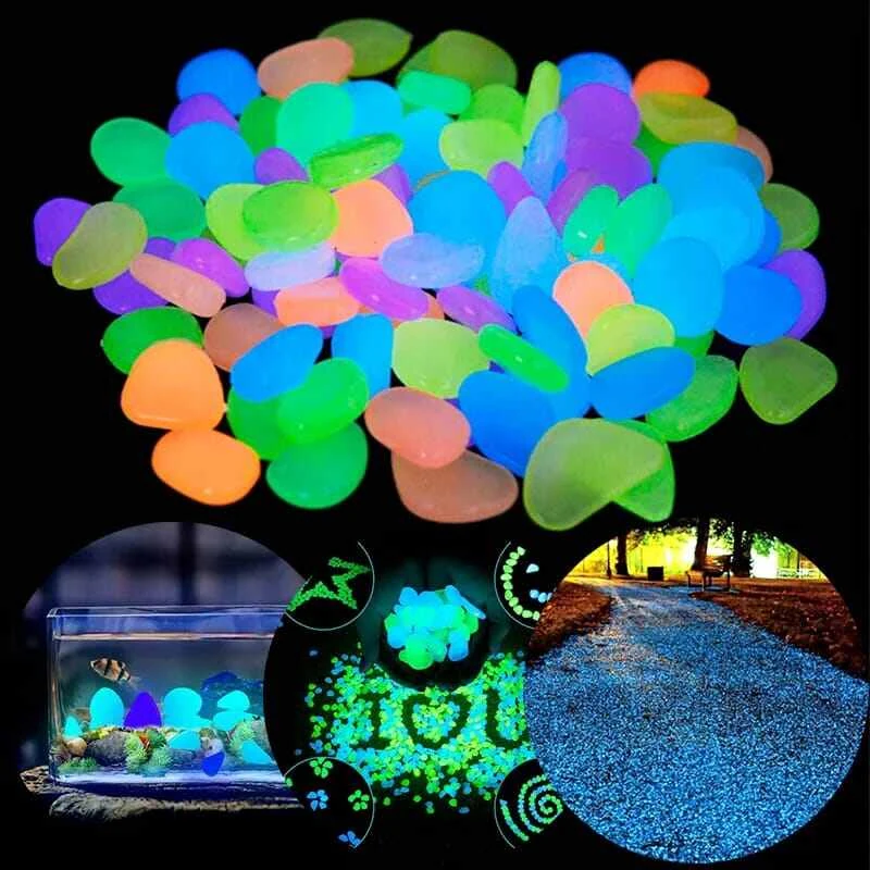 100Pcs Luminous Stones for Home Garden Aquarium Landscaping