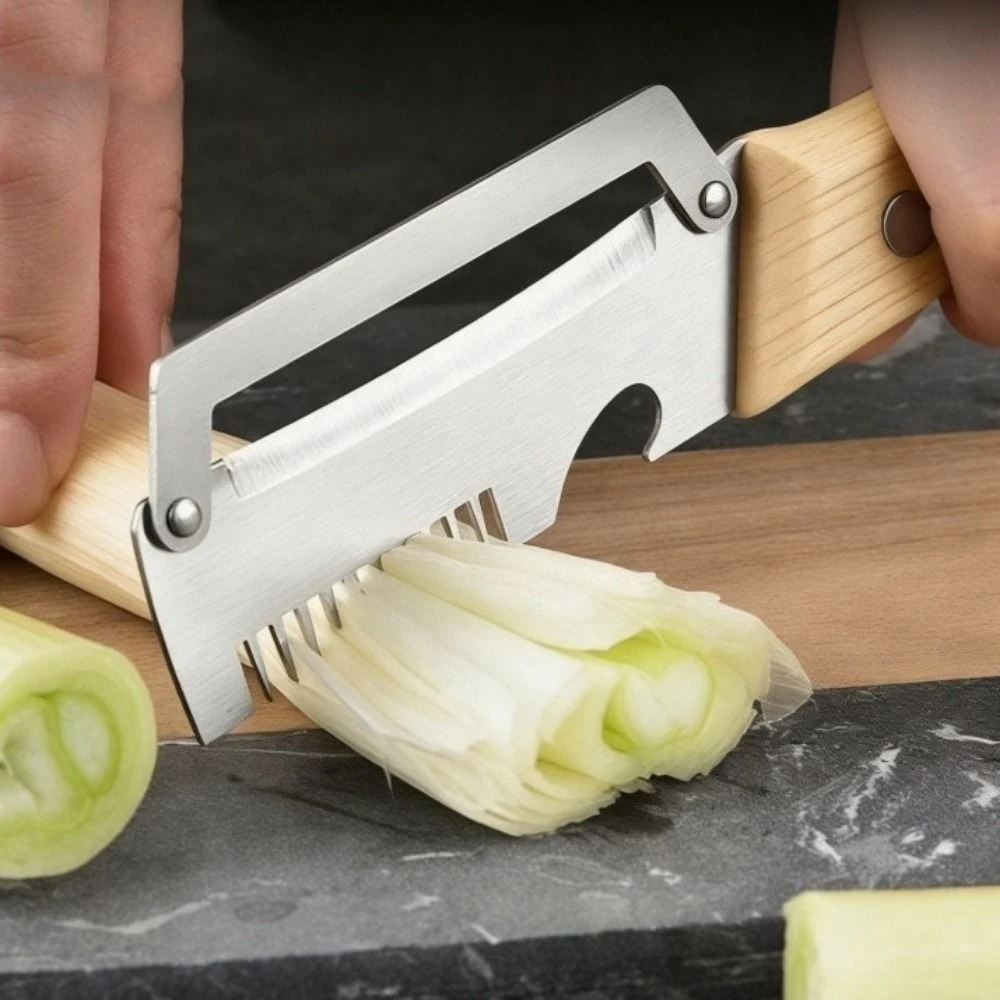 Durable Stainless Steel 3 in 1 Kitchen Peeler with Wooden Handle image 4