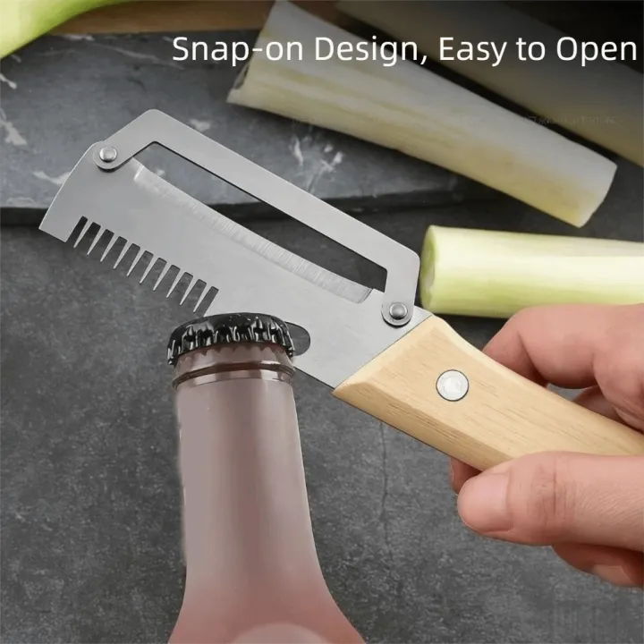 Durable Stainless Steel 3 in 1 Kitchen Peeler with Wooden Handle image 7