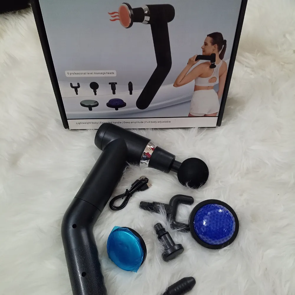 Hot & Cold Compress Massage Gun with Extended Long Handle (6 Professional Heads)